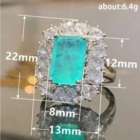 Gorgeous Vintage-Inspired Simulated Paraiba Tourmaline & CZ Halo Statement Ring